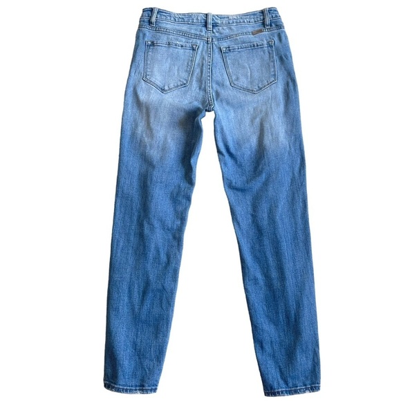 KanCan Women’s High Rise Distressed Leopard Patch Jeans Size 7/27 Blue Distress - Picture 6 of 9